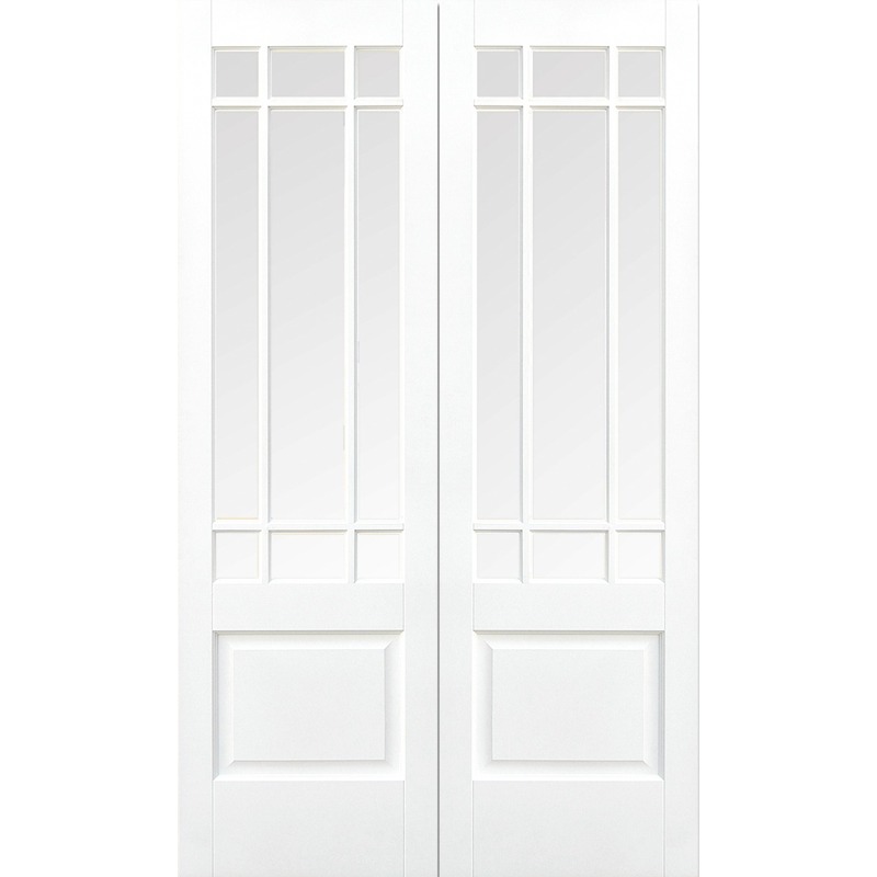 Internal Primed White Downham Glazed Solid Door Pairs